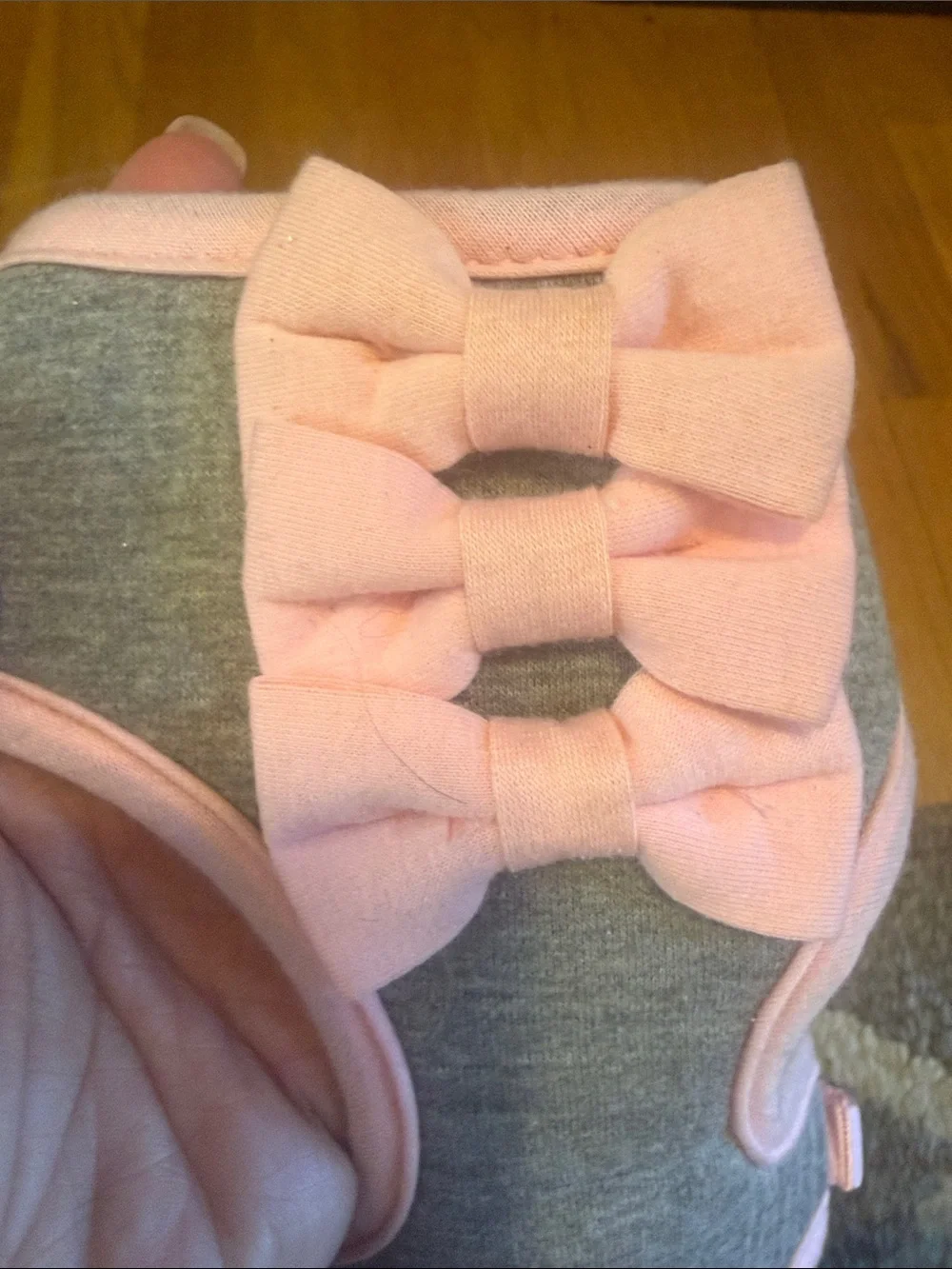 Gray & Pink Bow Dog Harness